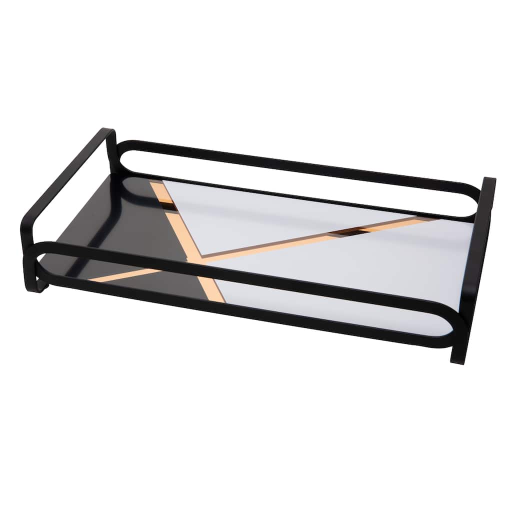 Home Details Color Block Vanity Tray in Matte Black - 12.8"x 6.65"x 2.5"