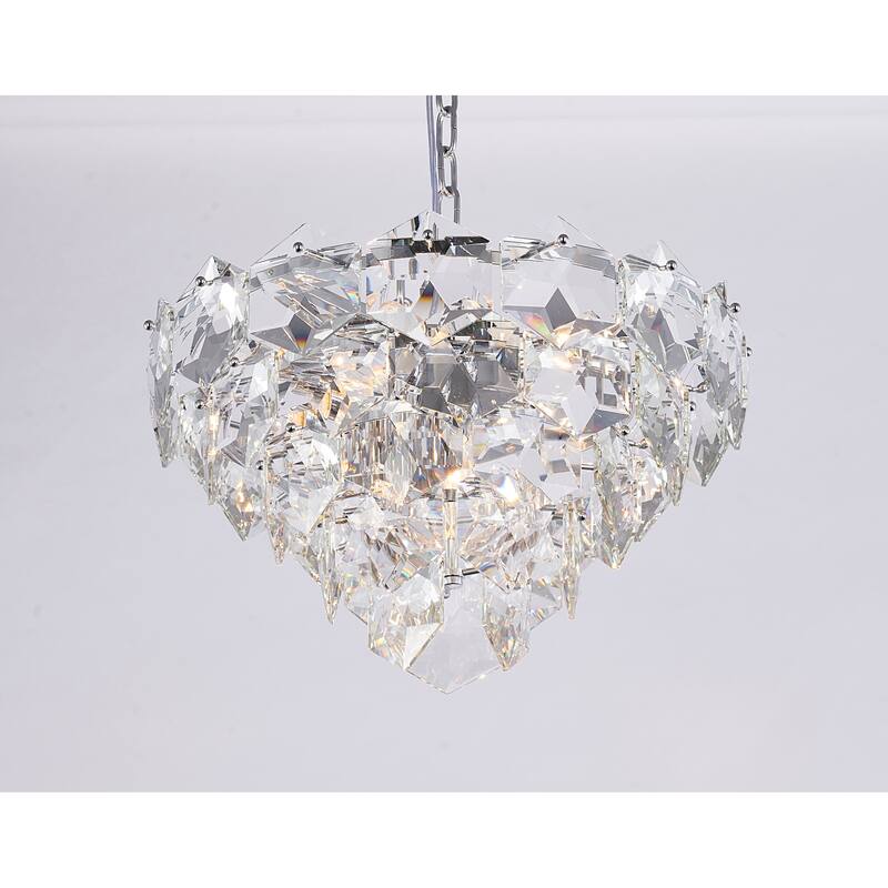 9-Light Chrome Chandelier With Clear Crystals