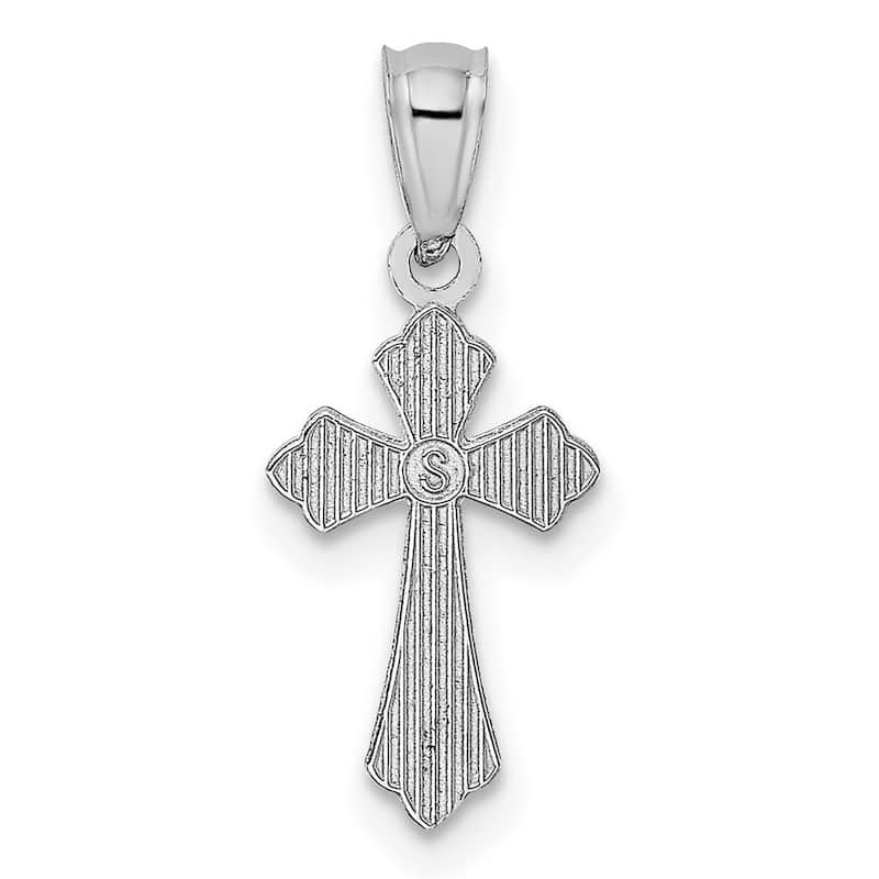 Curata 14k White Gold 18" Rdiged Flared Small Cross Necklace- 8.9x21mm
