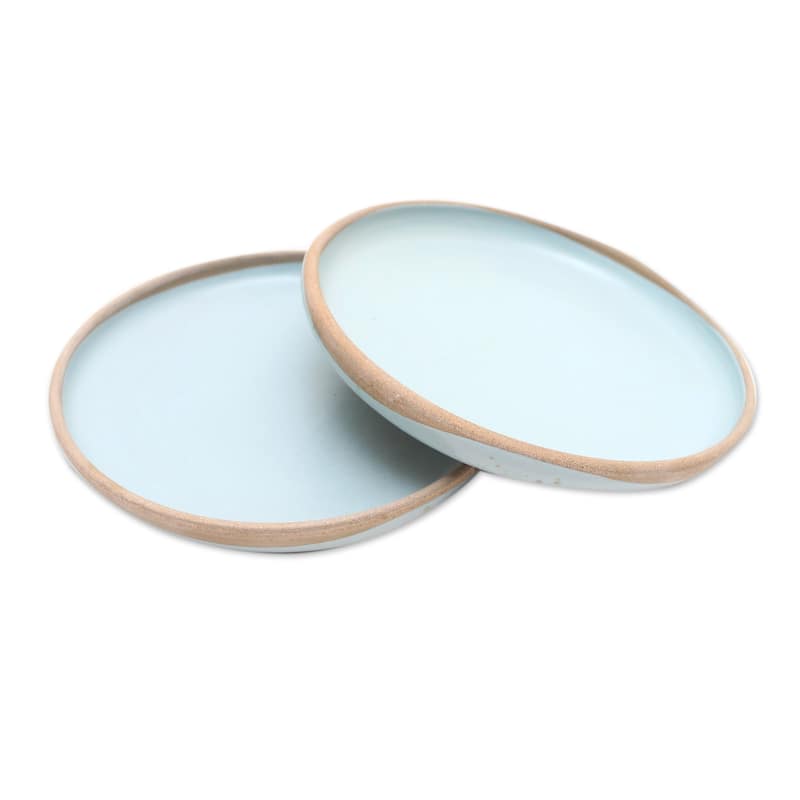 Novica Handmade Blue Bounty Ceramic Salad Plates (Pair)