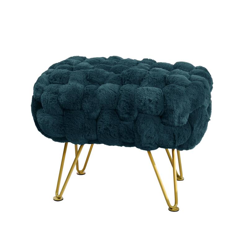 Soft Fauxfur Pouf Stool Ottoman Fuzzy Entryway Bench Seat 27"x20"x19"