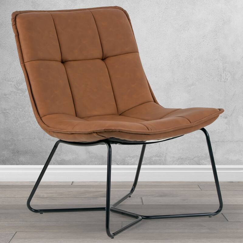 Aurele Armless Accent Chair with Black Metal Legs