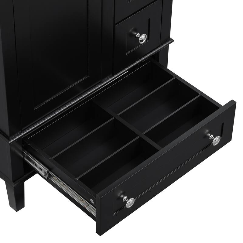 GDFStudio - Faraday Modern Freestanding Bathroom Vanity with Ceramic Sink, Double-Layer Shelf and Soft Close Drawers & Door