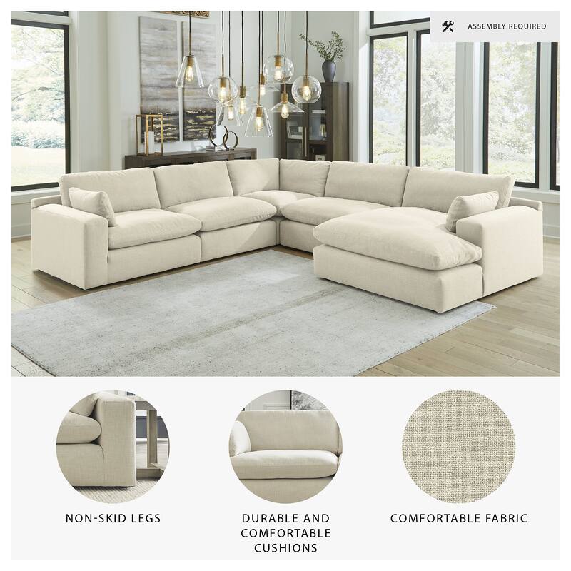 Signature Design by Ashley Elyza Ivory 5-Piece Sectional with Chaise - 135"W x 135"D x 36"H