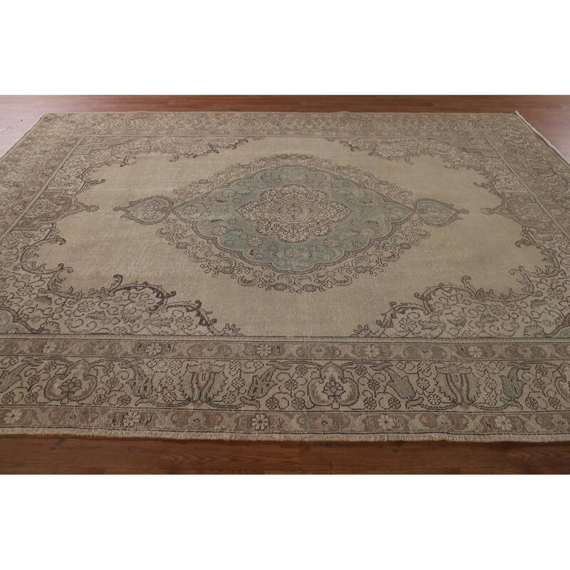 Distressed Tabriz Persian Area Rug Handmade Wool Carpet - 7'9"x 11'3"