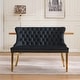 preview thumbnail 15 of 35, Kitchen Loveseat Dining Bench with Gold-Plated Steel Legs & Handmade Button Tufted