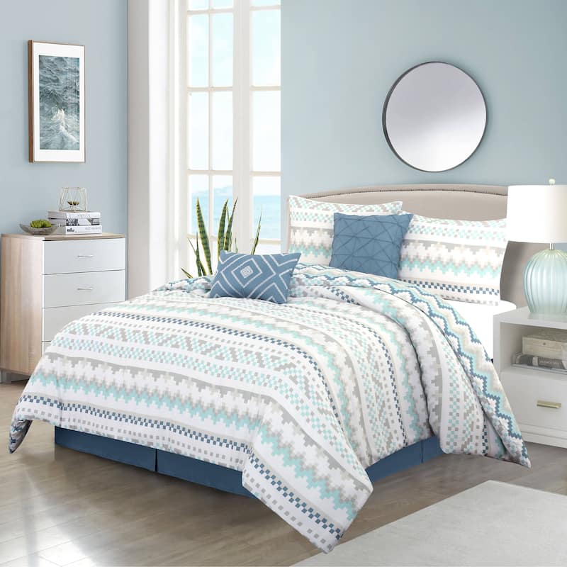 Nanshing Suzanne 6 Piece Contemporary Geometric Comforter Set