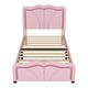 preview thumbnail 14 of 13, Upholstered Platform Bed with Curve Shaped and Height-adjustbale Headboard,LED Light Strips