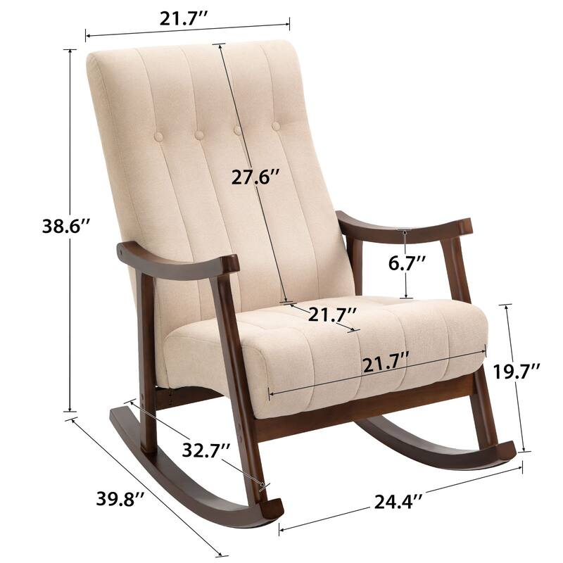 AVAWING Upholstered Rocking Chair Modern High Back Armchair Set of 2