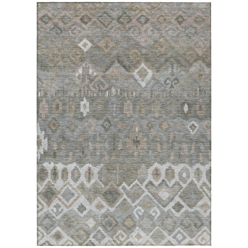 Machine Washable Indoor/ Outdoor Boho Moroccan Chantille Rug