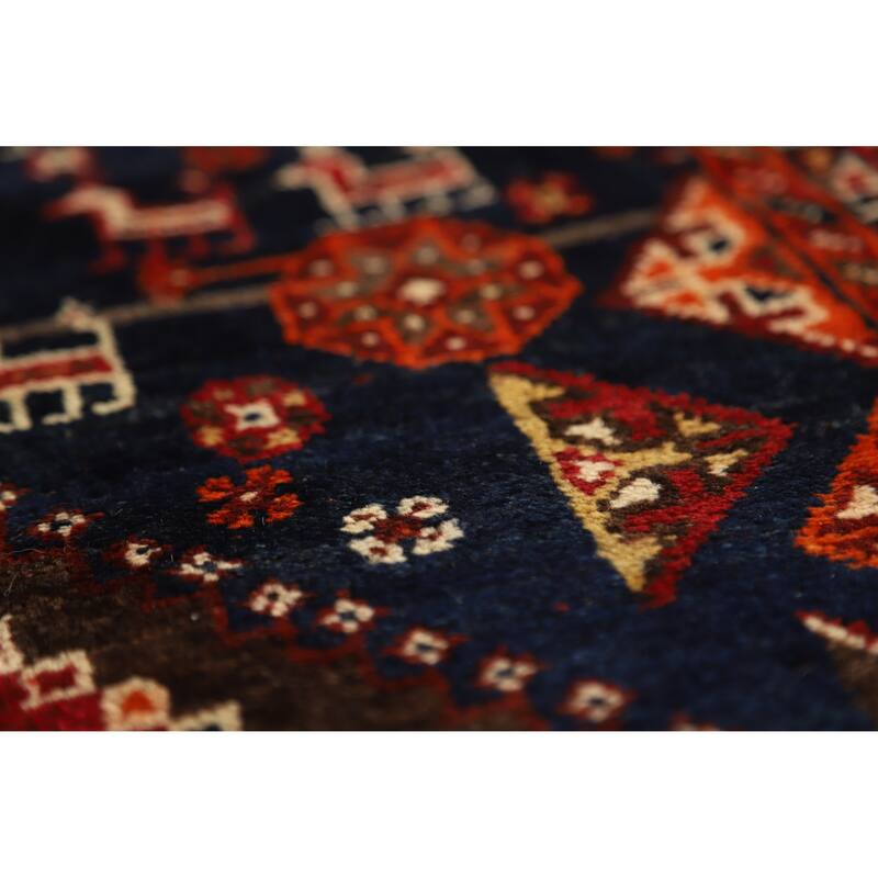 Hand Knotted Oriental 100% Wool Carpet Traditional Geometric Red Shiraz Area Rug - 8' 7'' X 5' 8''