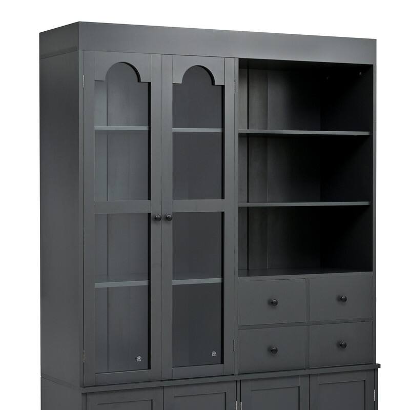 75" Freestanding Buffet with Hutch, Tall Kitchen Pantry Cabinet with Drawers, Shelves and Pull-out Trays for Maximized Storage