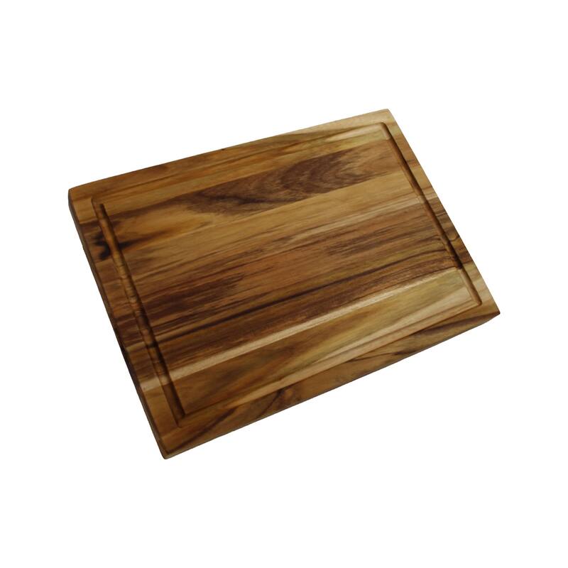 EcoDecors, Teak 14" x 10", Teak Edge Grain Carving Board with a Juice Groove, FSC Certified Compact Wooden Cutting Board