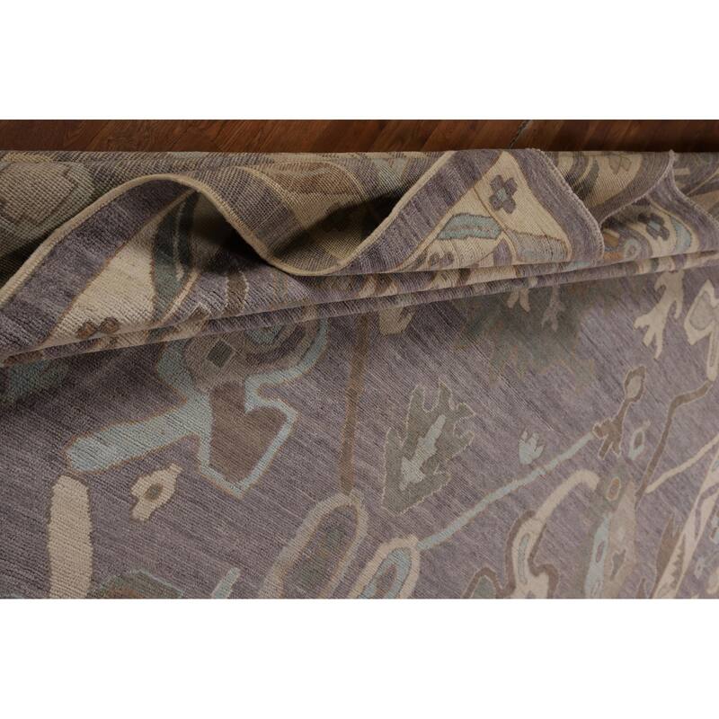 All-Over Gray Oushak Turkish Large Rug Hand-Knotted Wool Carpet - 10'3"x 13'10"