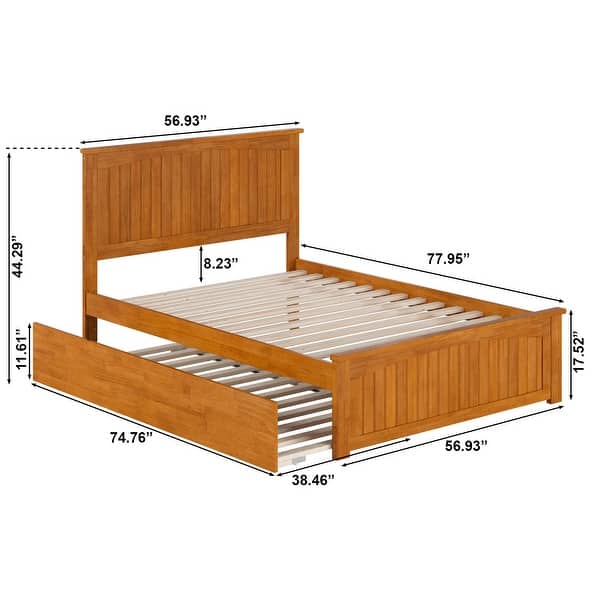 dimension image slide 4 of 5, Nantucket Solid Wood Platform Bed with Matching Footboard & Twin Trundle