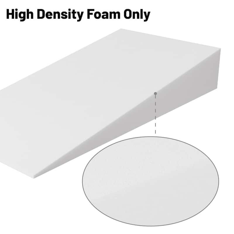 Extra Wide Bed Wedge Pillow | Body Support Sponge | Tringle Incline Cushion to Elevate Upper Body, 40 x 20 x 4 - White