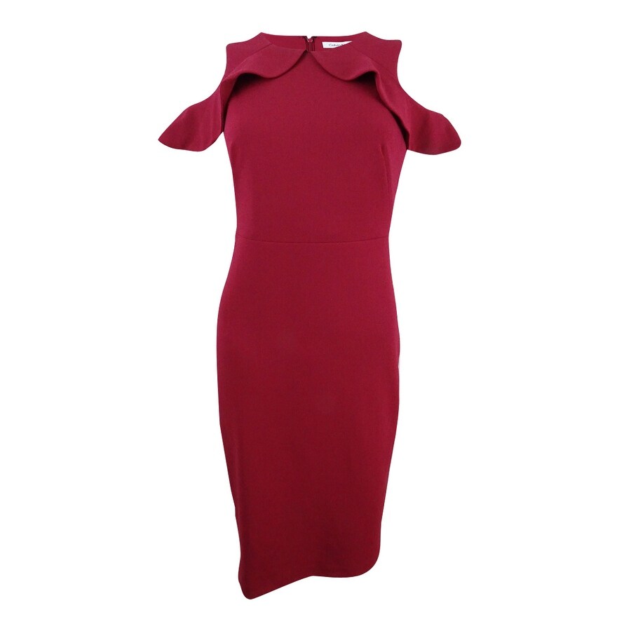 calvin klein ruffle shoulder dress