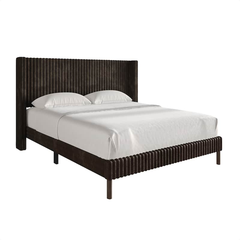 CraftPorch Sophistique Wingback Velvet Upholstered Bed