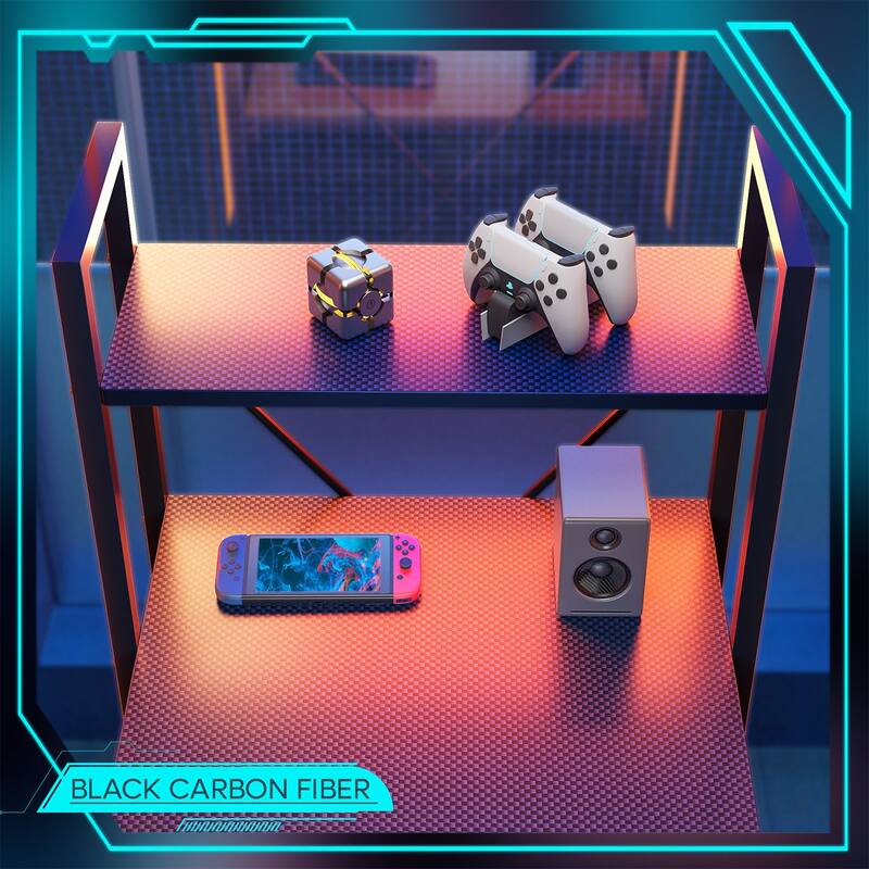 Computer Desk Home Office Computer Desk with 4 Shelves & Hooks