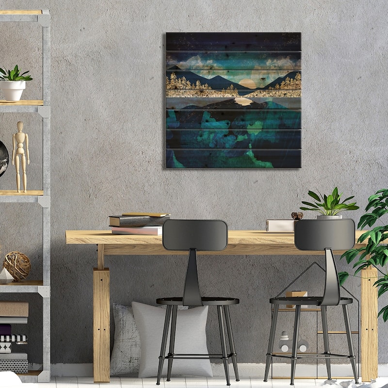 Midnight Water Print On Wood by SpaceFrog Designs - Multi-Color
