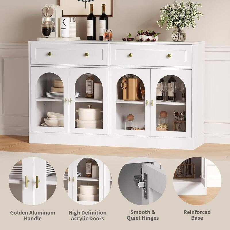 55" Modern TV Stand, Sideboard Buffet Cabinet with Storage for Dining Room, Living Room - N/A