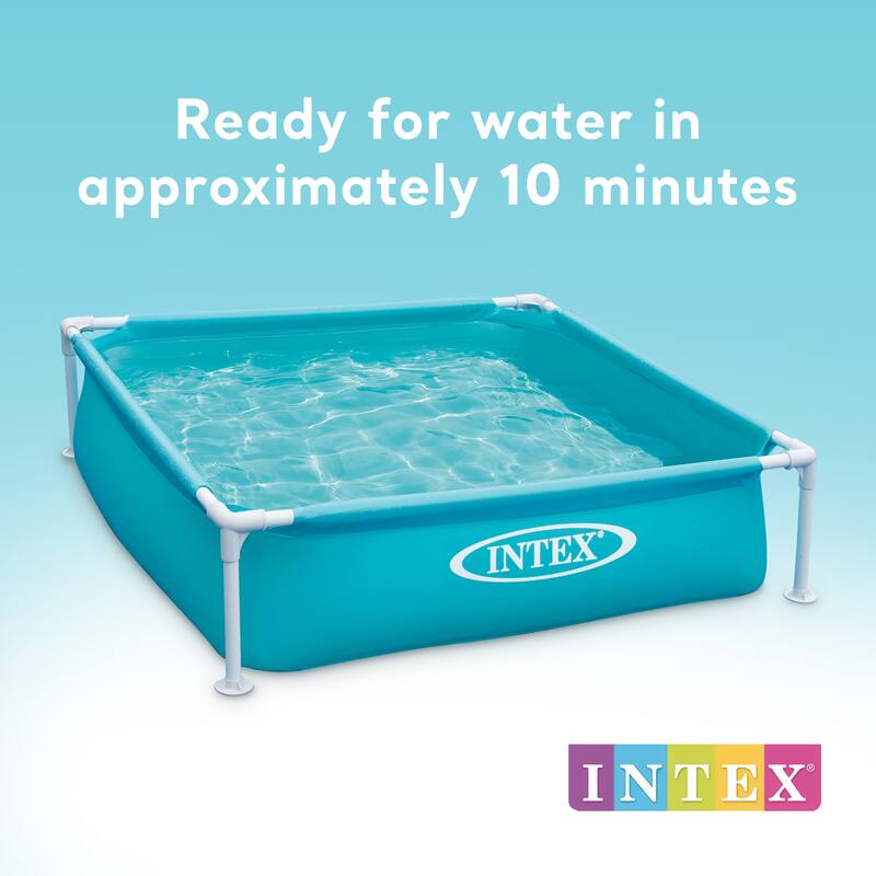 Intex 4 Foot x 12 Inch Mini Frame Kiddie Swimming Pool, Ages 3 and Up, Blue - 10