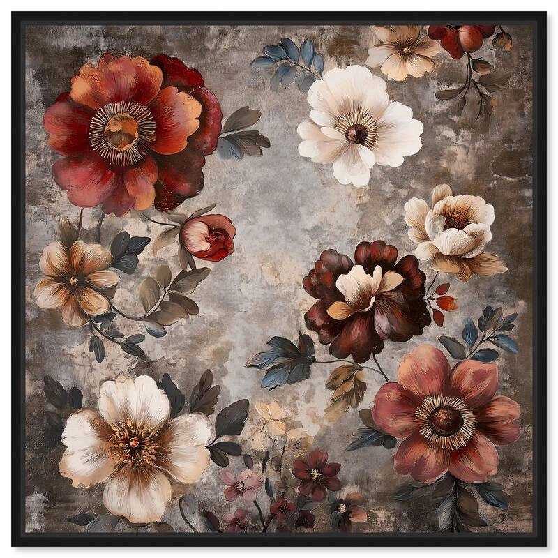 Dusk Dahlias Canvas by Art Remedy - 16" x 16" - Black