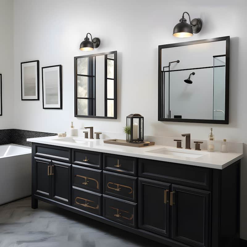 Modern Farmhouse 1-Light Dome Wall Sconce Bathroom Vanity Light - D6.6"xH8.2"
