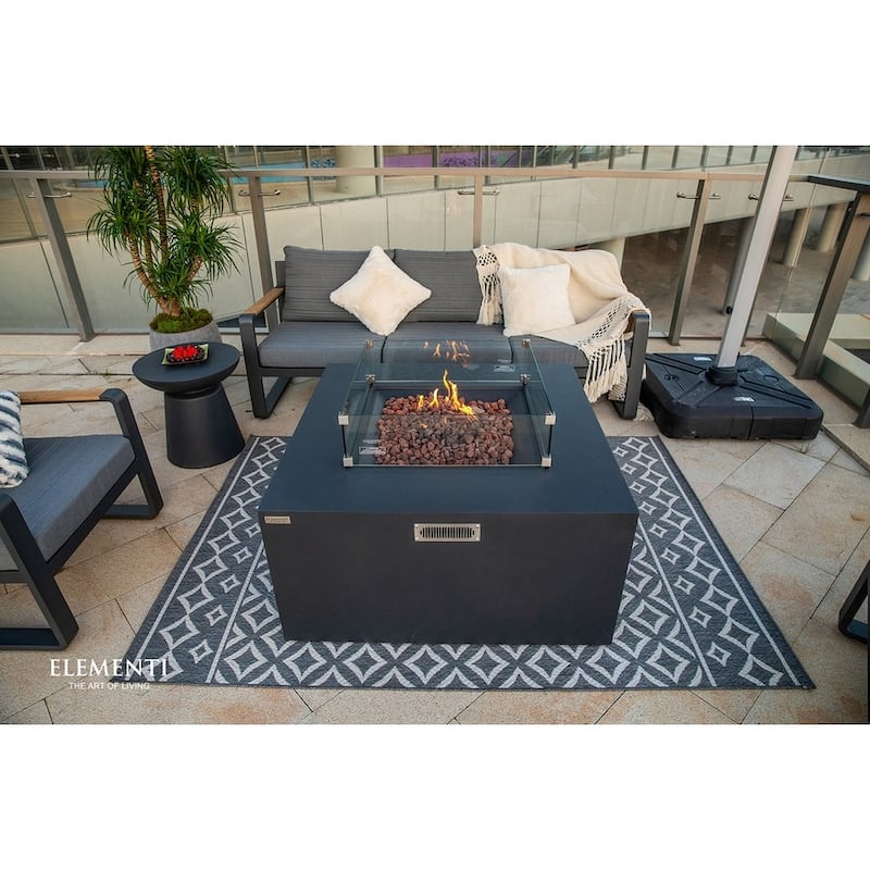 Sol Living Rocky Square Propane Fire Pit 45,000 BTUs - 43 x 43 Inches - 43 x 43 in.