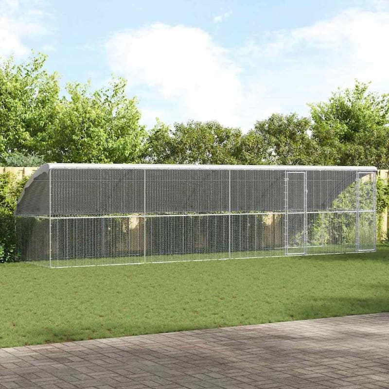 vidaXL Chicken Cage Silver 600/800 x 200 x 198.5 cm Galvanized steel - 800 x 200 x 198.5 cm