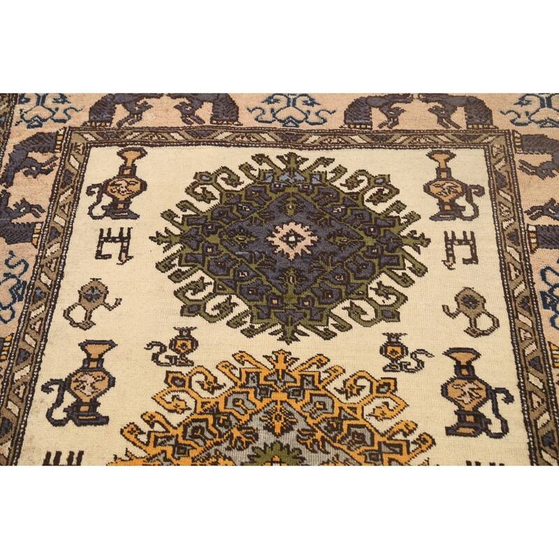 Traditional Geometric Bakhtiari Persian Area Rug Handmade Wool Carpet - 3'7" x 5'4"