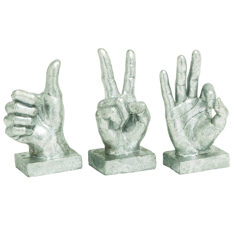 CosmoLiving by Cosmopolitan Gold or Silver Polystone Hands Decorative Sculpture (Set of 3)