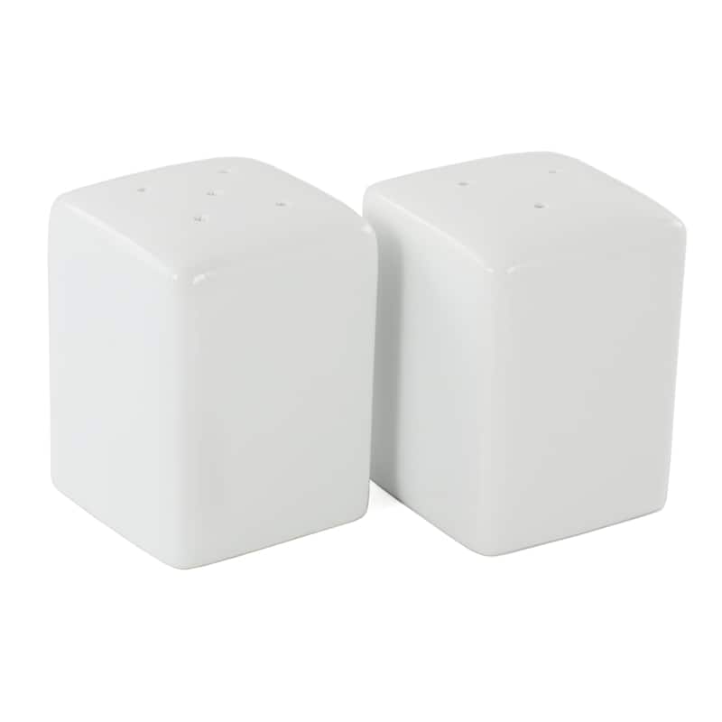 Porcelain 2.25 Inch Square Salt and Pepper Shaker Set - White