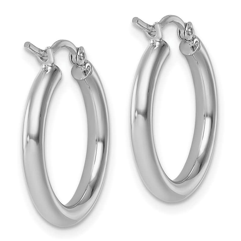 Curata 14k White Gold Polished Lightweight Tube Hoop Earrings - 20x21mm