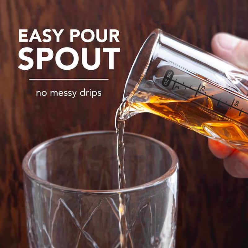 Final Touch Glass Yarai Measuring Jigger for Liquor - 3.4 Oz