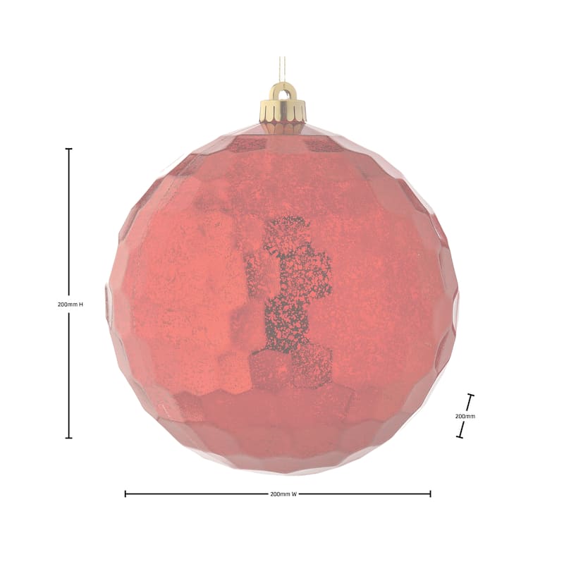 200mm Shatterproof Plastic Mercury Hammered Ball Ornament Set of 2