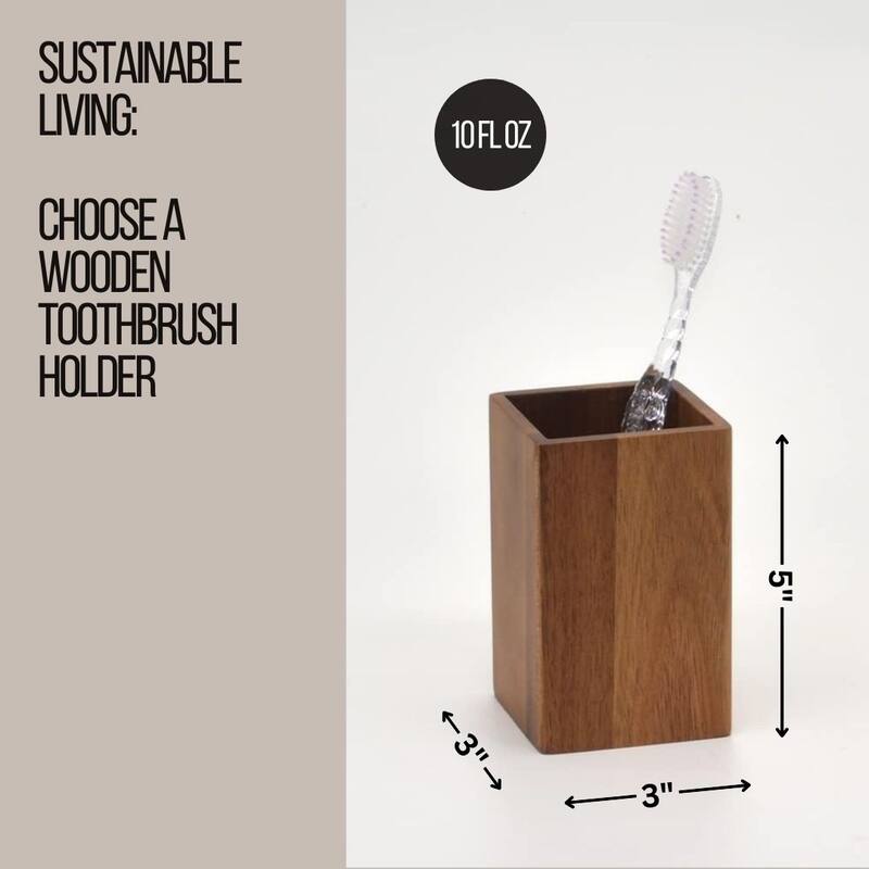 Acacia Wood Bathroom Accessory Set Collection