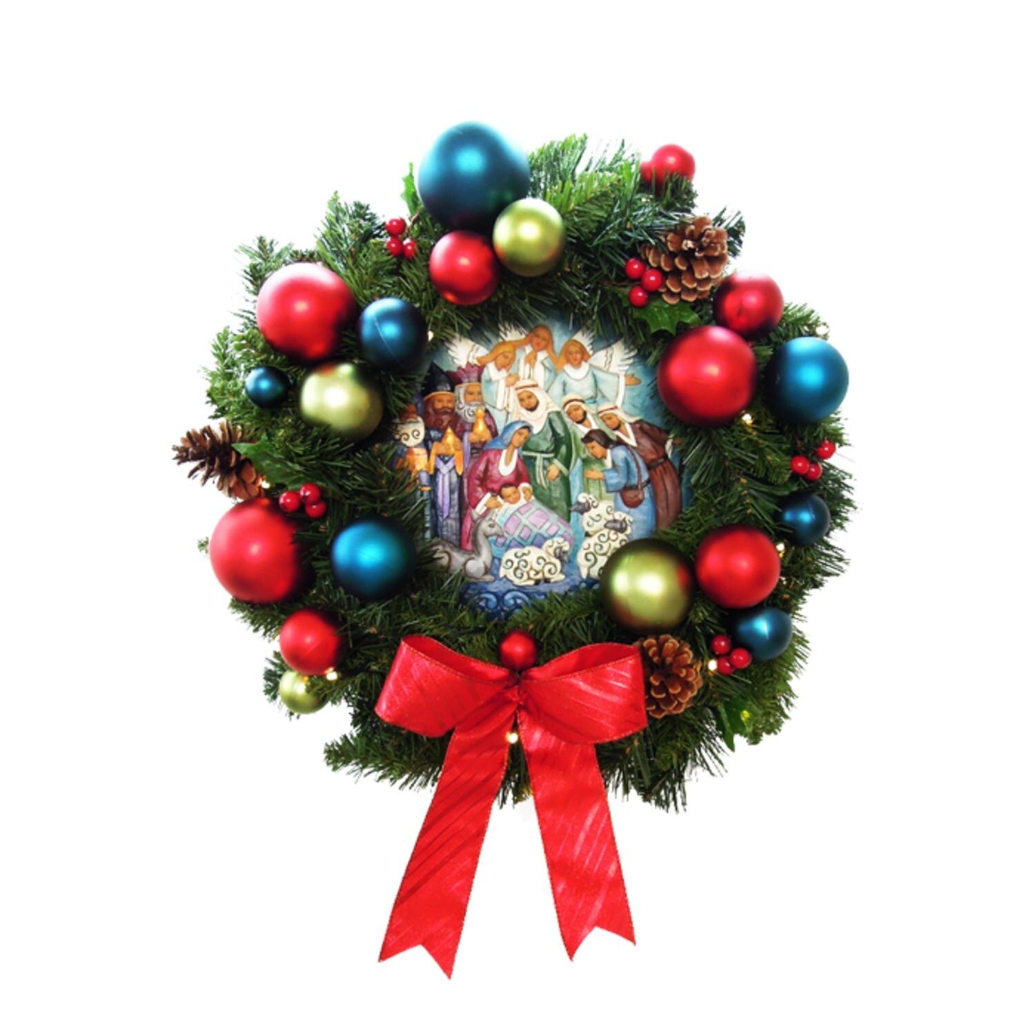 Shop 24 Pre Decorated B O Led Lighted Christmas Wreath With