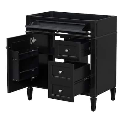 Roomfitters 30" Bathroom Vanity Cabinet with 2 Drawers, Sink Base Only, Sleek Modern Design for Bathroom Storage, Black