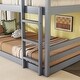 preview thumbnail 5 of 16, Grey Triple Rubber Wood Bunk Bed with 2 Built-in Ladders, Guardrails, Twin over Twin over Twin, Detachable Triple Twin Bed