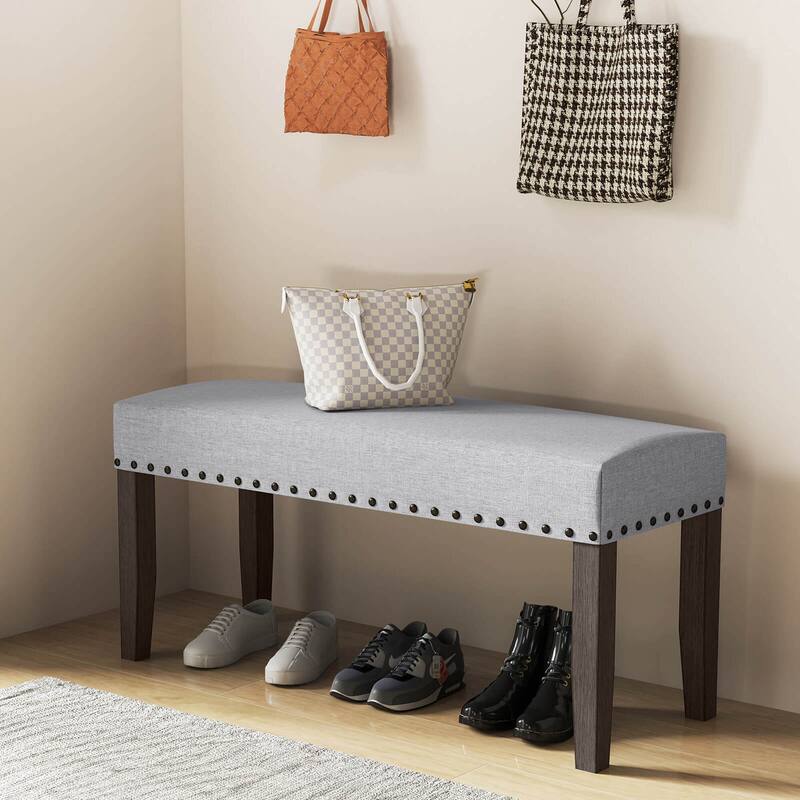 Costway 1/2 PCS 42.5" Upholstered Entryway Bench with Nailhead Trim