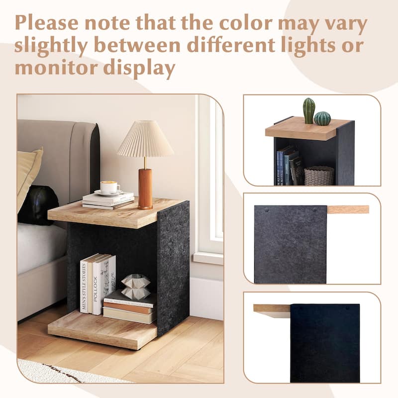 Costway 2-Tier Sofa Side Table set of 1/2 with Open Storage Shelf