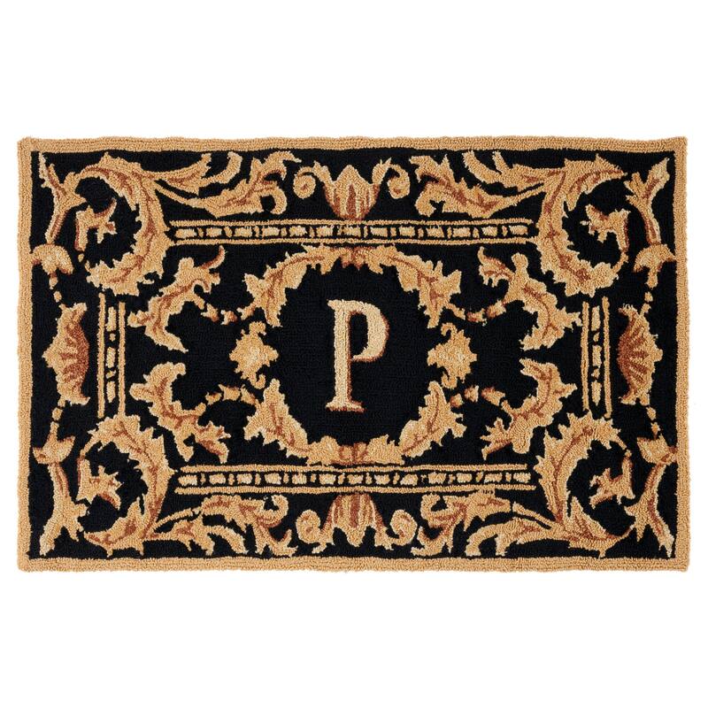 SAFAVIEH Handmade Monogram Berendine Casual Rug - 2'6" x 4' - P - Black - Rectangle