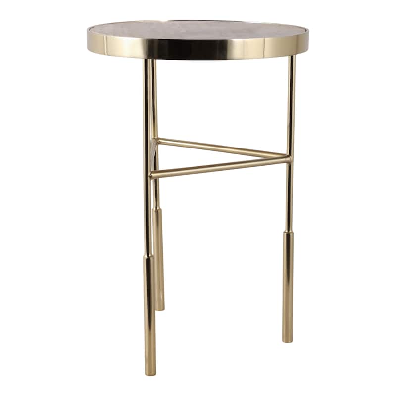 Stone Metal Side Table Round Top Slim Base Home Decor - 22" White - 21.75"