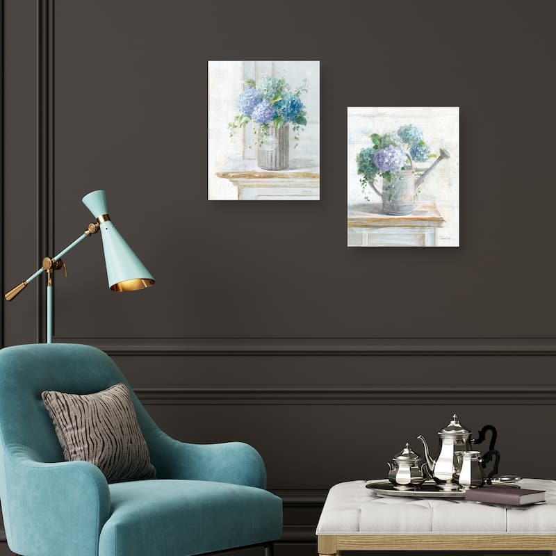 Morning Hydrangeas I, Morning Hydrangeas II by Danhui Nai Canvas Art Prints