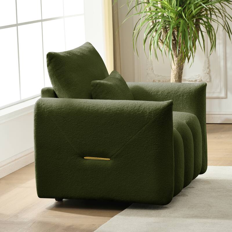 Anmytek Modern Teddy Fabric Lounge Chair with Included Pillow