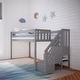 preview thumbnail 21 of 23, Max and Lily Twin Size Low Loft with Stairs Grey