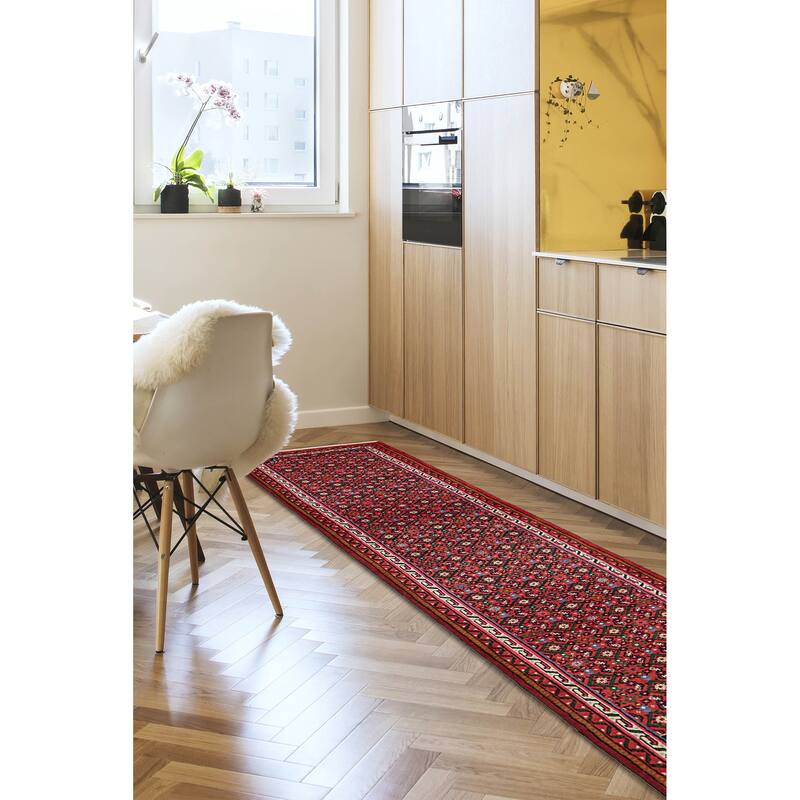 ECARPETGALLERY Hand-knotted Andelz Red Wool Rug - 2'10 x 10'2