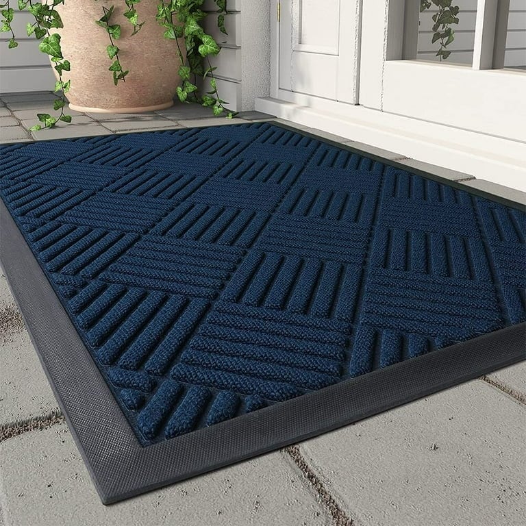 Durable Welcome Mat Outdoor,17x30 Inch Heavy Duty Non-Slip Rubber Front  Door Mat Outside Door Mat Entrance Rug,Apply to Home High Traffic  Area,Porch
