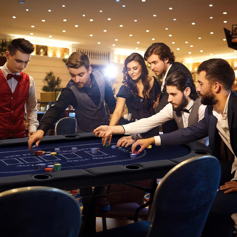 Gymax 8 Player Foldable Poker Table Portable Folding Texas Holdem